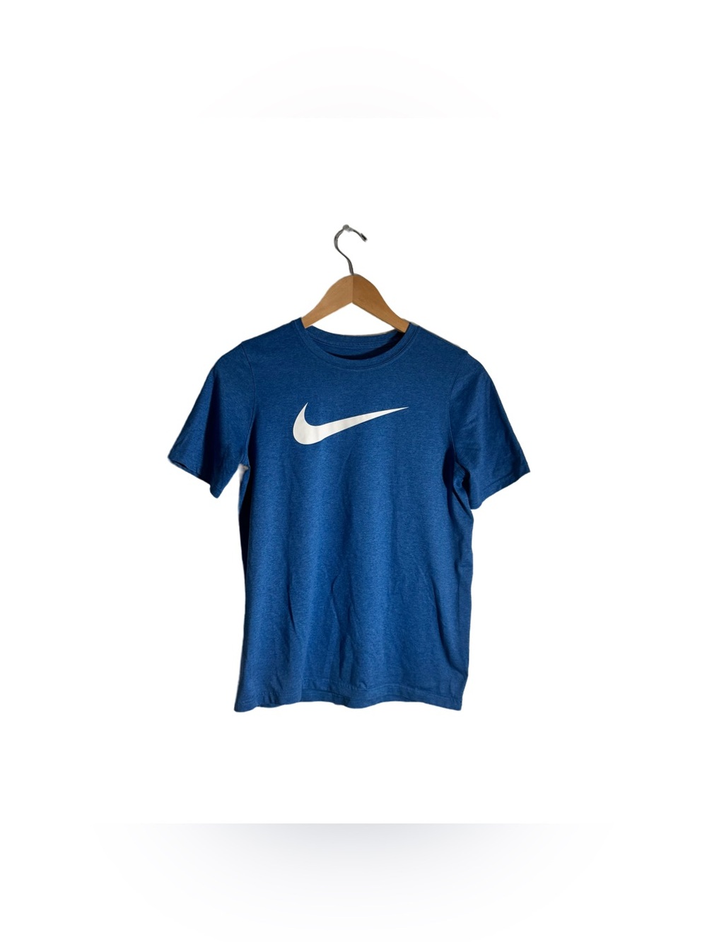 Nike Youth T-Shirt Size XL Swoosh Logo Just Do It Blue Crewneck Tee Athletic